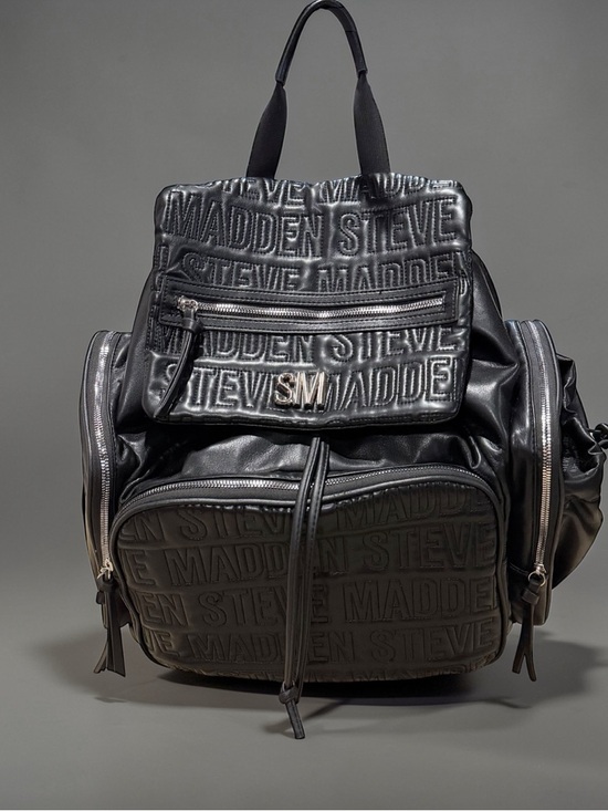 Steve Madden Handbags - Steve Madden Black Faux Leather Diaper Bag Backpack